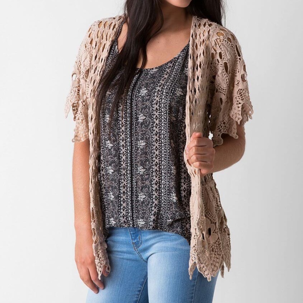 ✨CLEARANCE✨ppla Crochet Open Front Cardigan size S